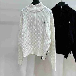 Polo by Ralph Lauren White Cable Knit Turtleneck Sweater